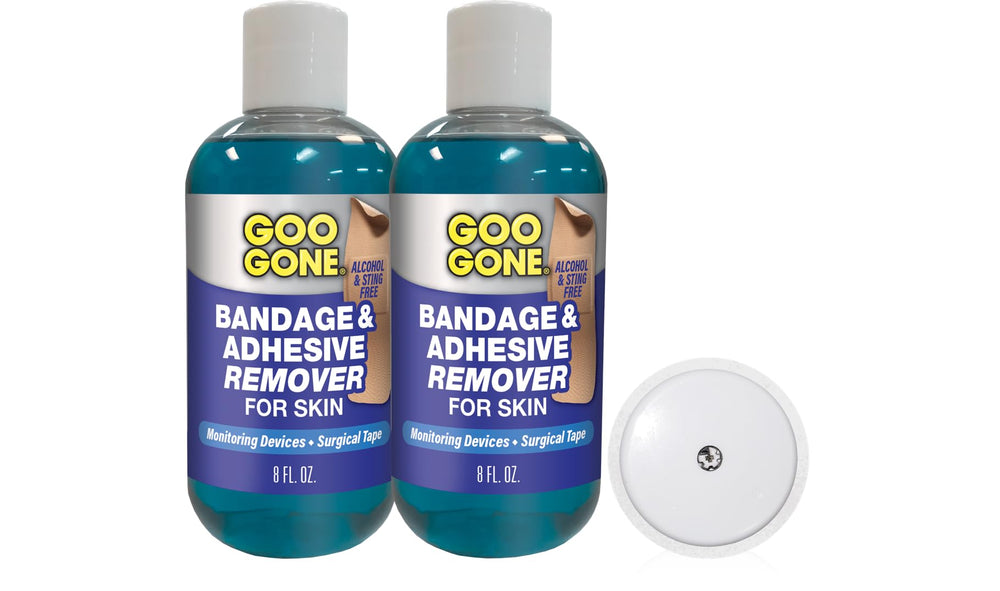 Goo Gone Bandage Adhesive Remover bottle clears sticky residue from skin without sting