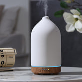 Gooamp 200ML ceramic diffuser with wood grain base enhances living room ambiance