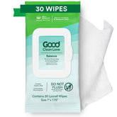 Good Clean Love Balance Wipes packaging for easy on the go freshness