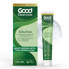 Good Clean Love Rehydrate bottle pour shows instant moisture delivery for sensitive tissue