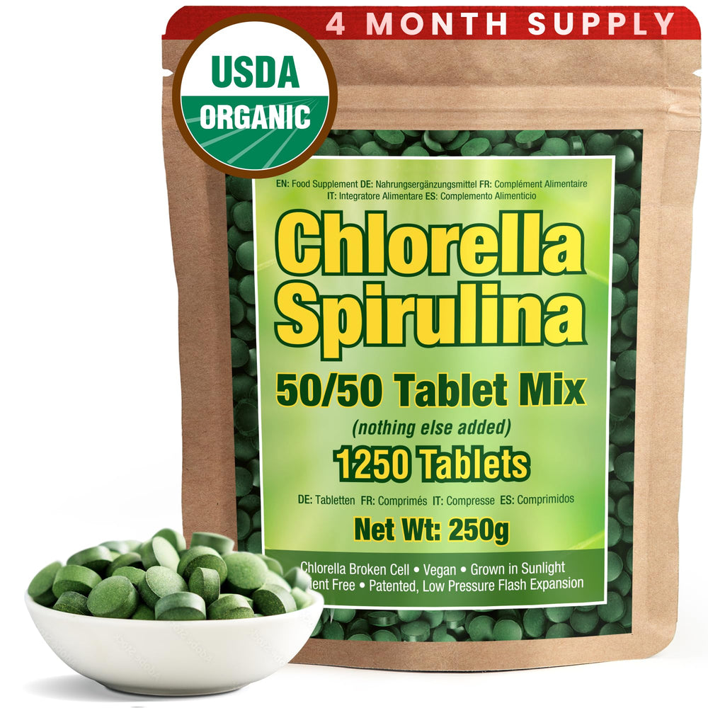Good Natured spirulina-chlorella tablets bottle supports balanced daily nutrition.
