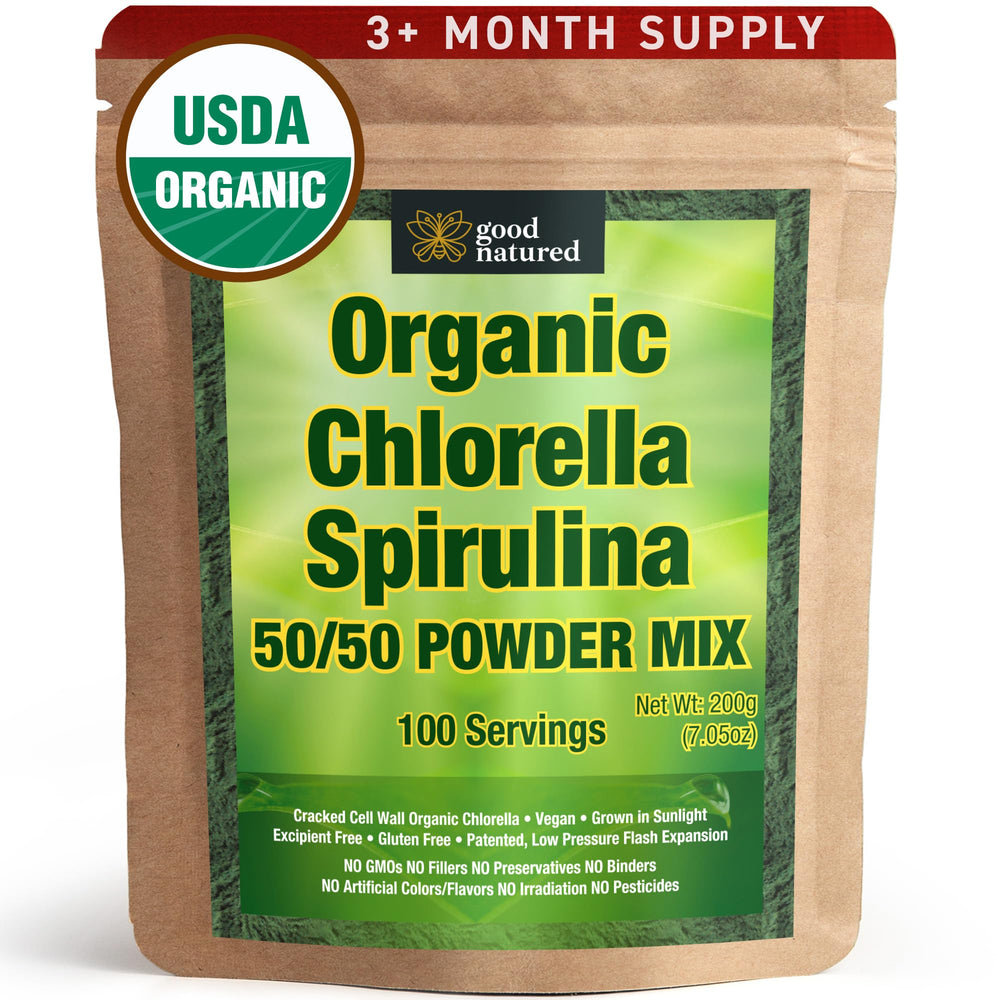 Good Natured 50/50 spirulina chlorella powder bag for daily use