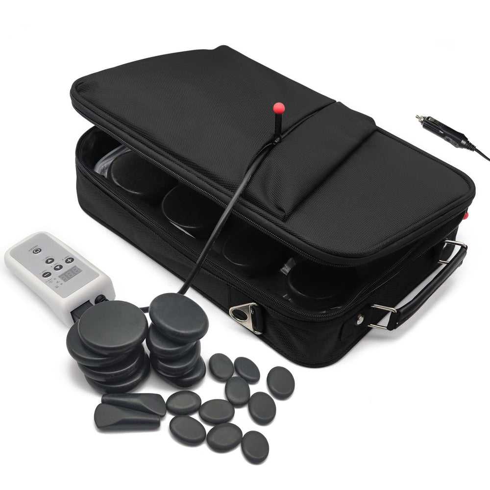 Goodtar portable massage stone warmer with 20 stones for on-the-go spa sessions.