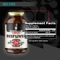 Gorilla Mind beef liver capsules offer easy ingestion for busy lifestyles and nutrient intake.