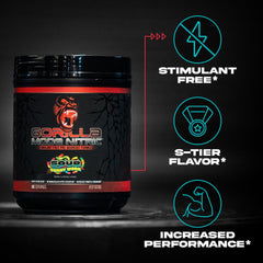 Label close-up on Gorilla Mode Nitric Upgraded highlighting ingredients