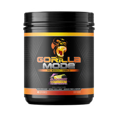 Gorilla Mind Pre Workout bottle close-up showing premium formula for pumps.
