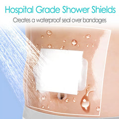 GoToHere waterproof bandage demonstrates soft fit for post-surgical showers.