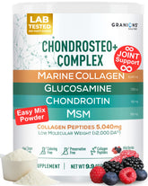 Granions glucosamine chondroitin msm powder wild-berry jar highlights convenient daily joint support.