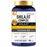 Granions Pure Shilajit capsules close-up highlighting a 1000mg dose for energy support