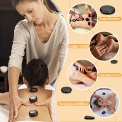 Granpay 18-piece hot stones in various sizes for full-body massage.