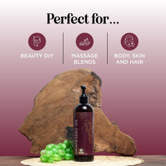 Grapeseed oil hair care application showing lightweight moisture for shine and manageability.