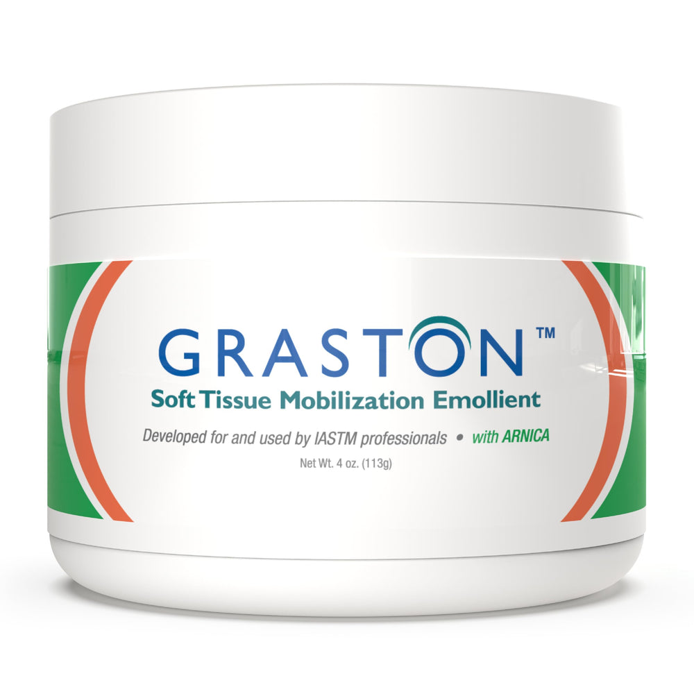 Graston Arnica Soft Tissue Emollient jar for easy application and smooth gliding during therapy.