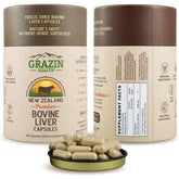 GRAZIN HEALTH grass-fed beef liver bottle showing daily vitality support