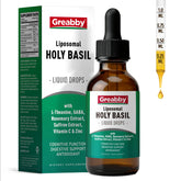 GREABBY Holy Basil tincture bottle pour supports balance and calm focus