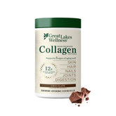 Great Lakes Wellness Collagen Peptides Chocolate bottle-pour; may support collagen production as we age.
