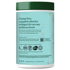 Great Lakes Wellness marine collagen bottle back label shows sustainability and ingredients