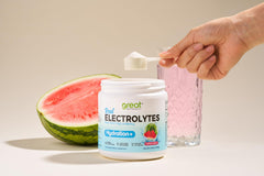 Great Naturally electrolytes powder mixed in water creating a refreshing beverage