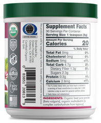 Close-up of Green Foods Beet Essence OG2 label, premium beet-derived flavor for recipes