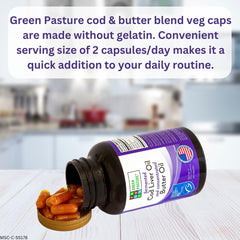 Green Pasture bottle label highlighting sustainable sourcing and MSC certification