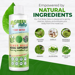 Green Valley Cleanser ingredients Jack'na bush close-up emphasizes herbal digestion support.