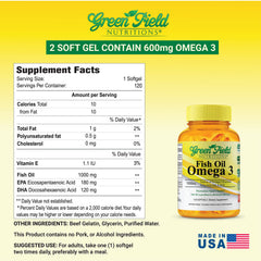 Greenfield Nutritions Halal Fish Oil molecularly distilled to reduce heavy metals