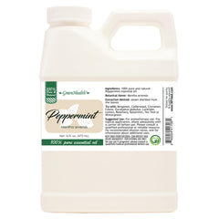 GreenHealth Peppermint Oil bottle front, pure Mentha arvensis for refreshing diffusers.