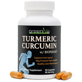 GreenIVe Turmeric Curcumin bottle capsules highlighting high potency for daily wellness
