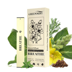 GREENMIST Mullein Diffuser Pen packaging highlighting premium herbal design for on-the-go use