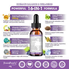 GreenPeople Magnesium Drops dosage indicating an easy 2 ml serving for daily routine