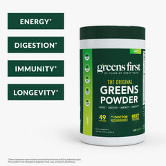 Ingredients spread of Greens First Original showing a colorful mix for balanced nourishment