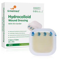 Greetmed hydrocolloid dressing 3x3 with thin border for secure wear