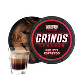 GRINDS Red Eye Espresso can showcasing nicotine-free energy for focused work.