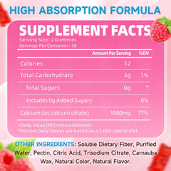 GrnLife calcium citrate gummies raspberry bottle open showing 60 gummies per bottle