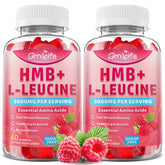 GrnLife HMB & L-Leucine gummies bottle in raspberry flavor for muscle support after workouts