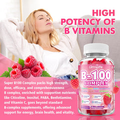 GrnLife Vitamin B Complex Gummies label close-up, emphasizing full-spectrum B vitamins.