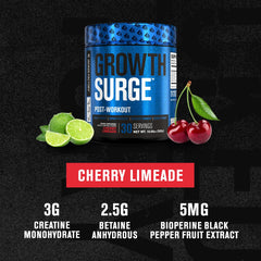 Growth Surge cherry limeade glass highlights refreshing recovery flavor.
