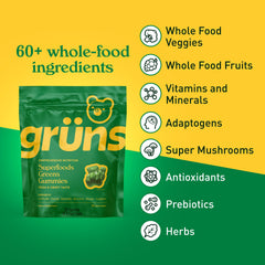 Grüns bottle front view highlighting 28 daily packets for convenient on-the-go nutrition