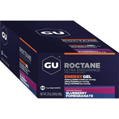 GU Roctane Gel blue blueberry-pomegranate serving close-up for quick energy.