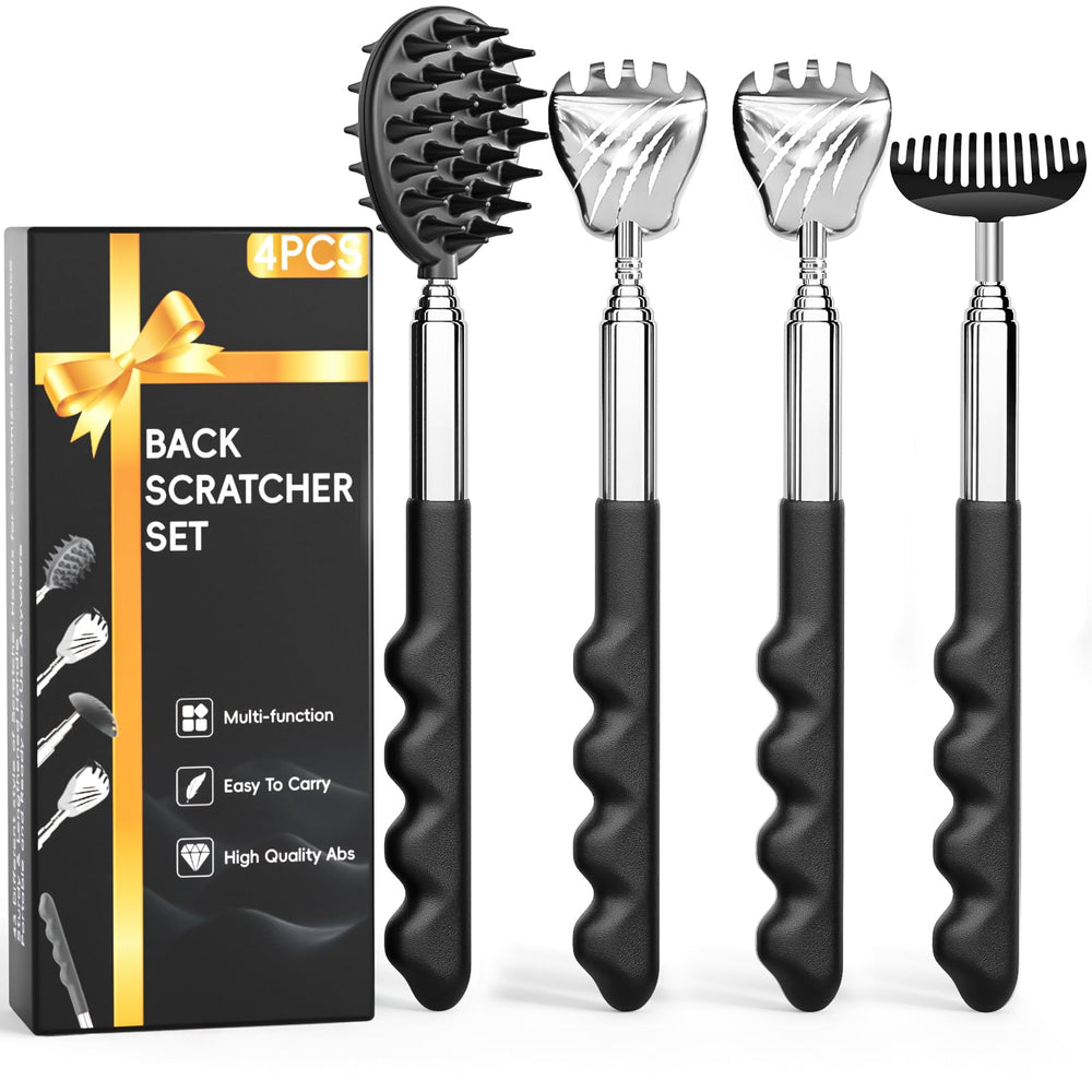 Gumry back scratcher with extendable handle for extra reach.