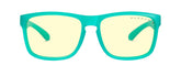 Gunnar amber-tint reading glasses front view with emerald-green frame for digital comfort.
