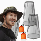 GuoluvSoo mosquito head net drawn over face with secure drawstring for insect protection outdoors.