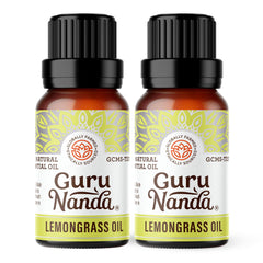 GuruNanda Aceite esencial Lemongrass en bote para aromaterapia energizante y purificación.