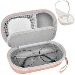 GWCASE portable 2-in-1 case with glasses and lenses for travel convenience.
