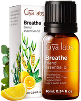 Gya Labs Breathe oil blend bottle for diffuser aromatherapy.