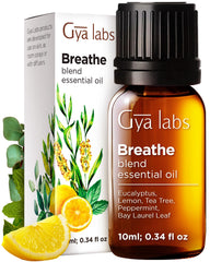 Gya Labs Breathe oil blend bottle for diffuser aromatherapy.