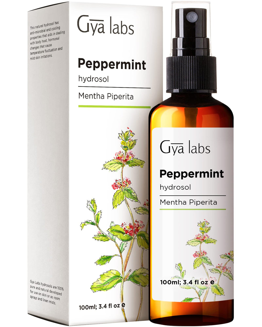 Gya Labs Peppermint Hydrosol face mist for cooling, refreshing skin.