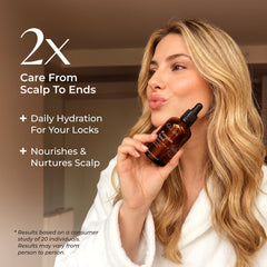 Gya Labs pumpkin seed oil nourishes hair and scalp for a glossy look.