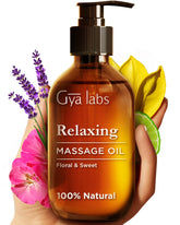 Gya Labs Relaxing Massage Oil bottle pour for at-home spa ritual