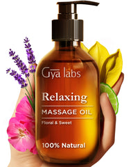 Gya Labs Relaxing Massage Oil bottle pour for at-home spa ritual