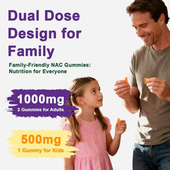 Gyumolics NAC kid dosage bottle showing 500 mg daily option for children